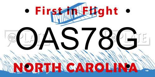 OAS78G North Carolina License Plate