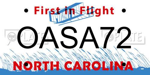 OASA72 North Carolina License Plate