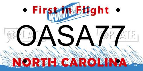 OASA77 North Carolina License Plate
