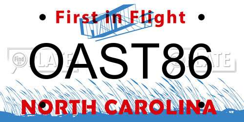 OAST86 North Carolina License Plate