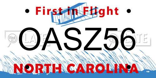 OASZ56 North Carolina License Plate