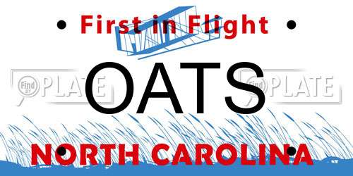 OATS North Carolina License Plate