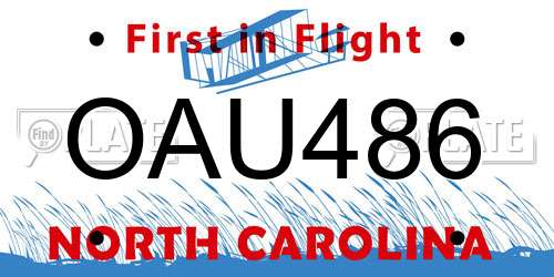 OAU486 North Carolina License Plate