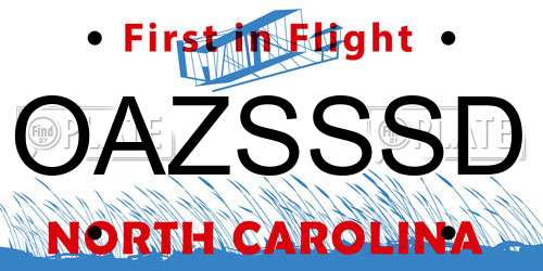 OAZSSSD North Carolina License Plate