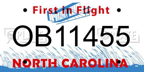 OB11455 North Carolina License Plate