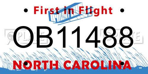 OB11488 North Carolina License Plate