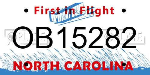 OB15282 North Carolina License Plate