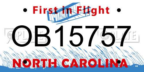 OB15757 North Carolina License Plate