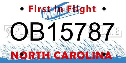 OB15787 North Carolina License Plate