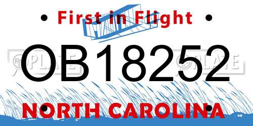 OB18252 North Carolina License Plate
