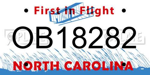 OB18282 North Carolina License Plate