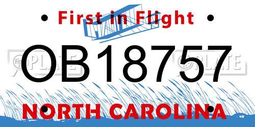 OB18757 North Carolina License Plate