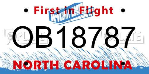 OB18787 North Carolina License Plate