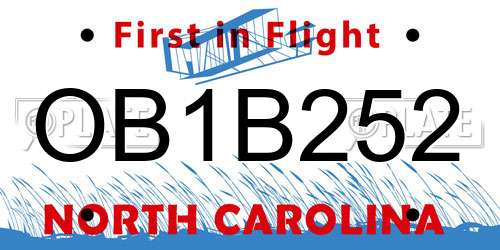 OB1B252 North Carolina License Plate