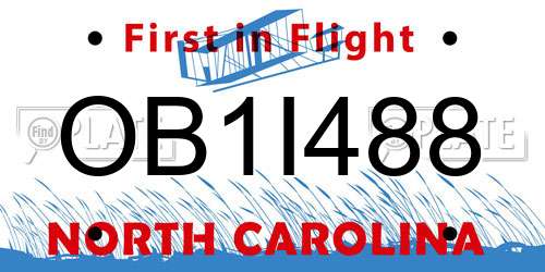 OB1I488 North Carolina License Plate