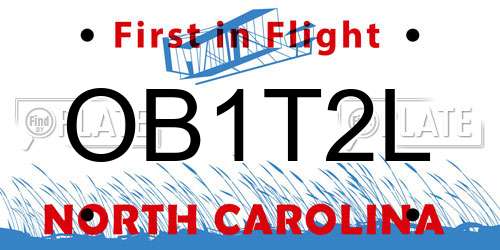 OB1T2L North Carolina License Plate