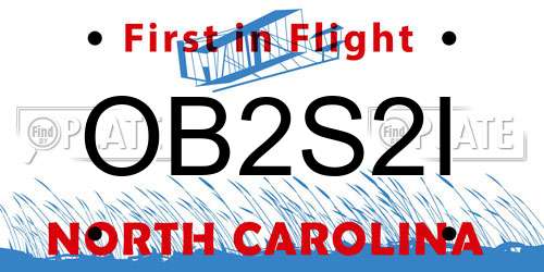 OB2S2I North Carolina License Plate