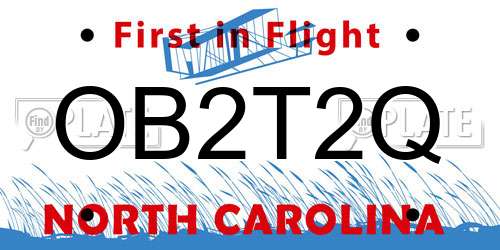 OB2T2Q North Carolina License Plate