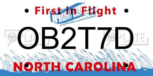 OB2T7D North Carolina License Plate