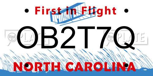 OB2T7Q North Carolina License Plate