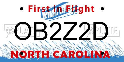 OB2Z2D North Carolina License Plate