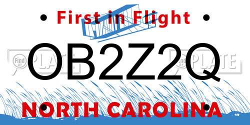 OB2Z2Q North Carolina License Plate
