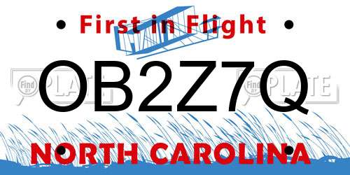 OB2Z7Q North Carolina License Plate