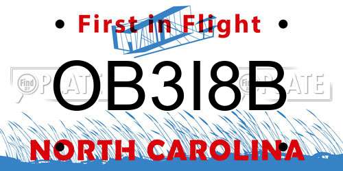 OB3I8B North Carolina License Plate