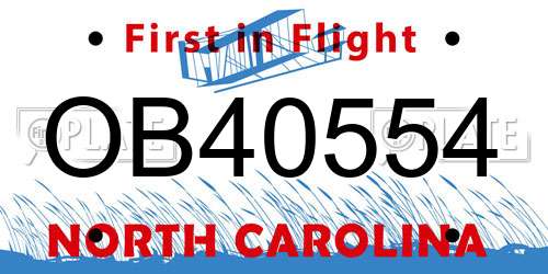 OB40554 North Carolina License Plate