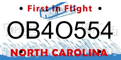 OB4O554 North Carolina License Plate