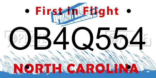 OB4Q554 North Carolina License Plate