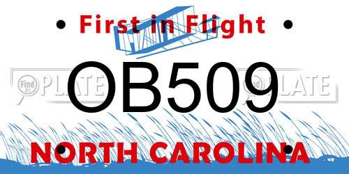 OB509 North Carolina License Plate