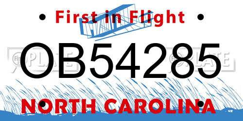 OB54285 North Carolina License Plate