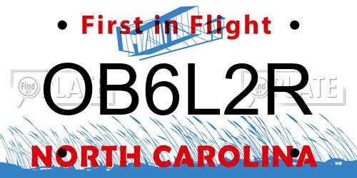 OB6L2R North Carolina License Plate
