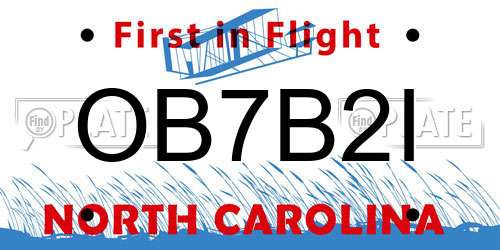 OB7B2I North Carolina License Plate