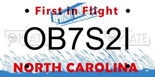 OB7S2I North Carolina License Plate