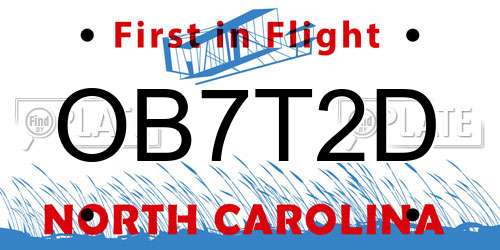 OB7T2D North Carolina License Plate