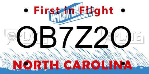 OB7Z2O North Carolina License Plate