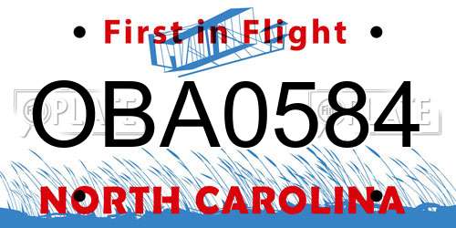 OBA0584 North Carolina License Plate