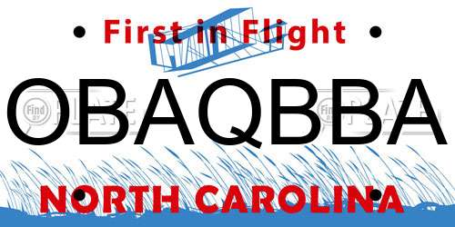 OBAQBBA North Carolina License Plate