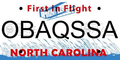 OBAQSSA North Carolina License Plate