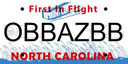 OBBAZBB North Carolina License Plate