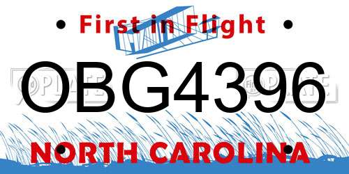 OBG4396 North Carolina License Plate