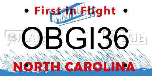 OBGI36 North Carolina License Plate