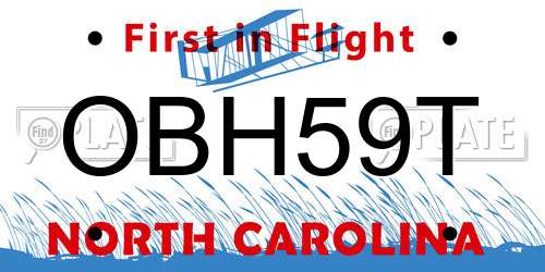OBH59T North Carolina License Plate