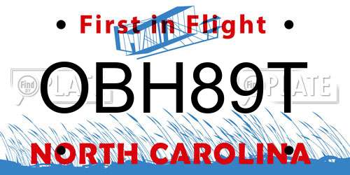 OBH89T North Carolina License Plate