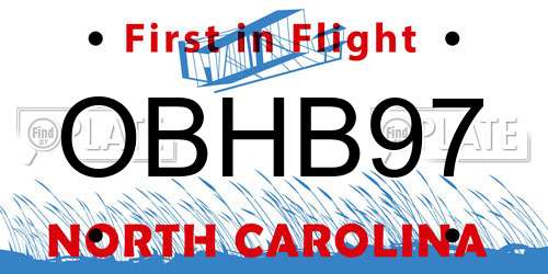 OBHB97 North Carolina License Plate