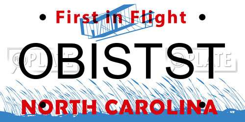 OBISTST North Carolina License Plate