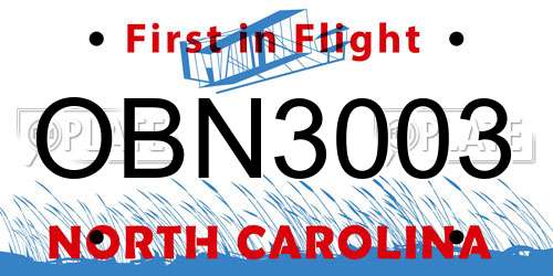 OBN3003 North Carolina License Plate