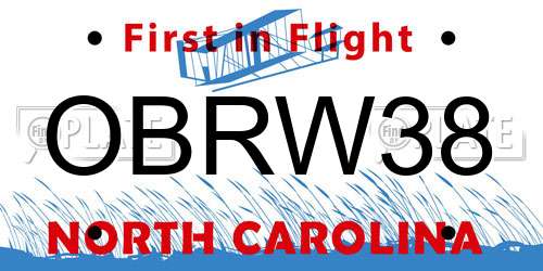 OBRW38 North Carolina License Plate
